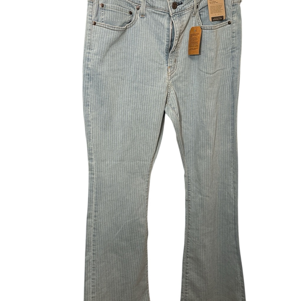 Levi's Light Blue Striped Flare Jeans